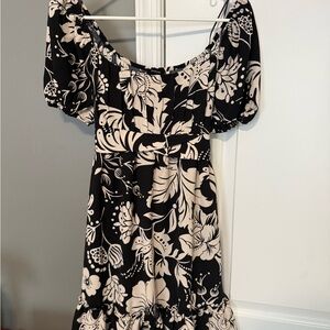 Blu Pepper Black and Cream Floral Mini Dress